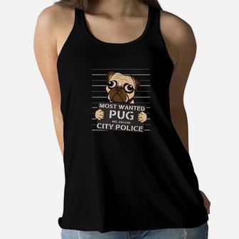 Funny Pug Cute Pug Mom Dog Lover Gift Pet Ladies Flowy Tank - Seseable