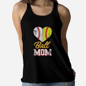 Funny Softball Ball Mom Softball Baseball Ladies Flowy Tank - Seseable
