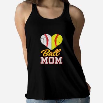 Funny Softball Mom T-shirt Ball Mom Softball Baseball Ladies Flowy Tank - Seseable