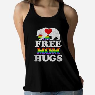 Gay Lgbt Pride Mama Bear Free Mom Hugs Ladies Flowy Tank - Seseable