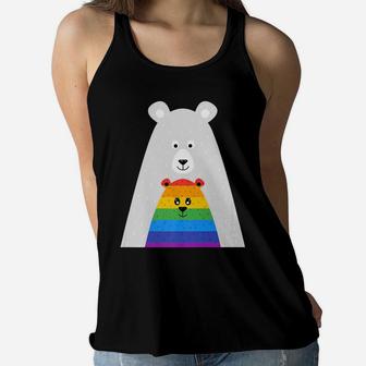 Gay Pride Mama And Baby Bear Gift Lgbt Lesbian March Ladies Flowy Tank - Seseable