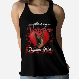 German Shepherd Lovers This Is My Valentine Pajama Shirt Great Valentines Gift Women Flowy Tank - Seseable