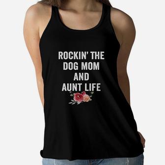 Gift For Dog Lover Rockin The Dog Mom Ladies Flowy Tank - Seseable