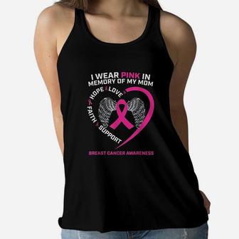 Gift I Wear Pink In Memory Of My Mom Ladies Flowy Tank - Seseable