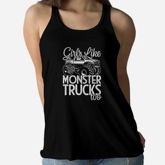 Girls Monster Truck For Mom And Daughter Jam Fans Ladies Flowy Tank - Seseable