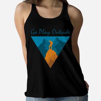 Go Play Outside Explore The World Camping Gift Women Flowy Tank - Seseable