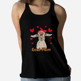 Goat Mom Valentines Day Goat Lover Ladies Flowy Tank - Seseable