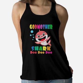 Godmother Shark Funny Mothers Day Gift For Mom Ladies Flowy Tank - Seseable
