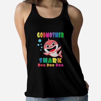 Godmother Shark Funny Mothers Day Gift Ladies Flowy Tank - Seseable