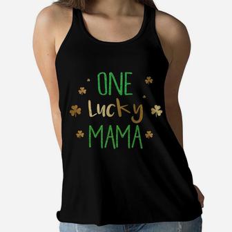 Gold One Lucky Mama St Pattys Day Ladies Flowy Tank - Seseable