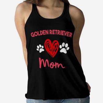 Golden Retriever Mom For Dog Lovers With Paw Prints Ladies Flowy Tank - Seseable