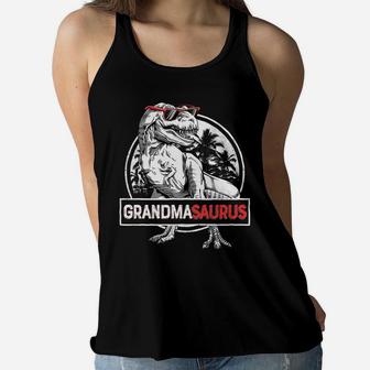 Grandmasaurus T Rex Grandma Saurus Dinosaur Grandmom Ladies Flowy Tank - Seseable