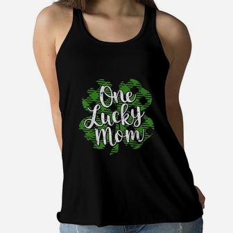 Green Buffalo Plaid Mom St Patricks Day One Lucky Mama Ladies Flowy Tank - Seseable
