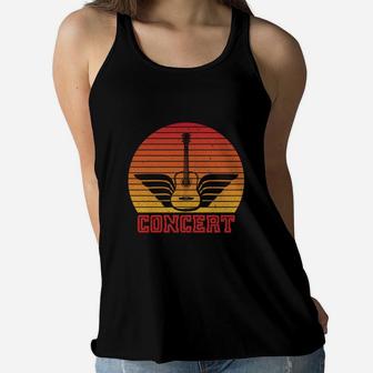 Guitar Vintage Concert Music Gift Idea For Everyone Who Loves It Women Flowy Tank - Seseable