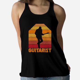 Guitarist Best Vintage Gift For Anyone Loves Music And Guitar Women Flowy Tank - Seseable