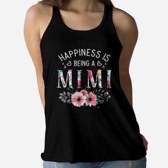 Happiness Is Being A Mimi Mother Day Flower Ladies Flowy Tank - Seseable