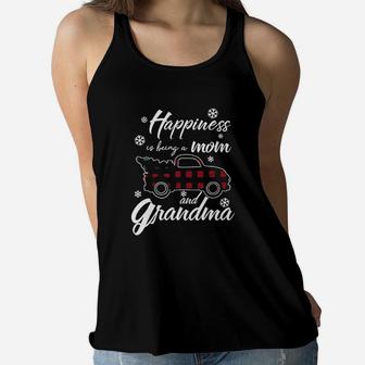 Happiness Is Being A Mom And Grandma Ladies Flowy Tank - Seseable