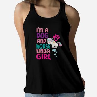 Horse Dog Girl Funny Cute Horse Riding Dog Mom Gift Ladies Flowy Tank - Seseable