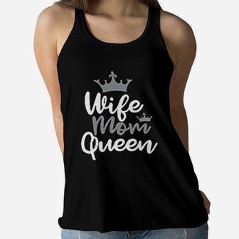 Hubby Dad King Wife Mom Queen His And Hers Matching Couples Ladies Flowy Tank - Seseable