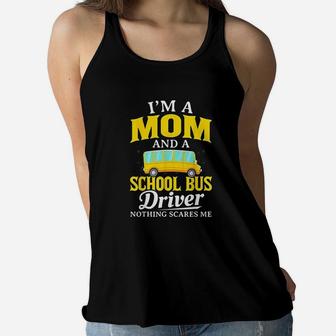 I Am Mom School Bus Driver Funny Bus Driver Gift Ladies Flowy Tank - Seseable
