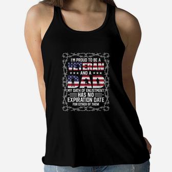 I Am Proud To Be A Veteran And A Dad, Gifts For Dad Women Flowy Tank - Seseable