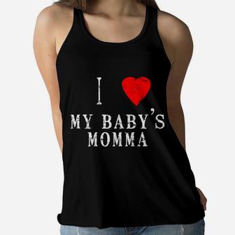 I Heart Love My Babys Momma Funny Couples Valentine Ladies Flowy Tank - Seseable