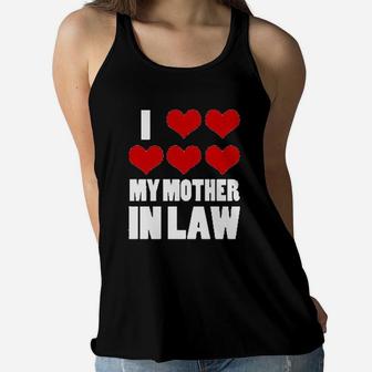 I Love My Mother In Law Three Heart Ladies Flowy Tank - Seseable
