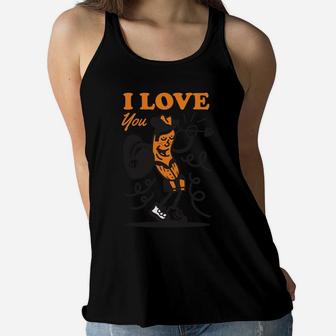 I Love You A Cute Sausage With Heart Love Women Flowy Tank - Seseable