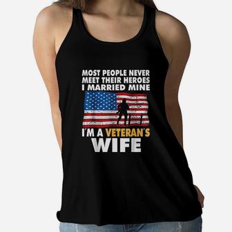 I Married My Hero I Am A Veterans Wife Ladies Flowy Tank - Seseable