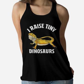 I Raise Tiny Dinosaurs Bearded Dragon Mom Dad Ladies Flowy Tank - Seseable