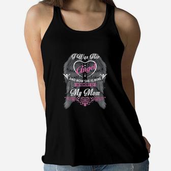 I Was Her And Now She Is In Memory Of My Mom Ladies Flowy Tank - Seseable