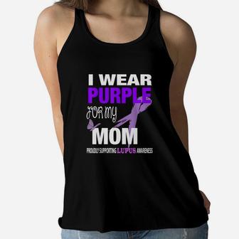 I Wear Purple For My Mom Lupus Awareness T-shirt Ladies Flowy Tank - Seseable