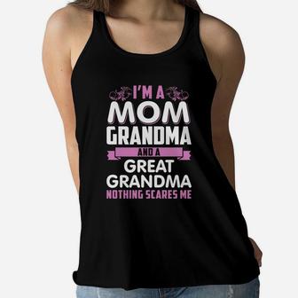 Im A Mom Grandma And A Great-grandma Ladies Flowy Tank - Seseable