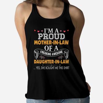 Im A Proud Mother In Law Freaking Awesome Daughter Ladies Flowy Tank - Seseable