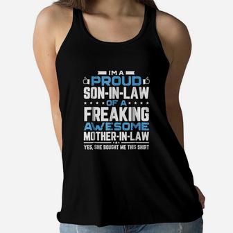 Im A Proud Son In Law Freaking Awesome Mother Ladies Flowy Tank - Seseable