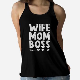 International Womens Day Wife Mom Boss Ladies Flowy Tank - Seseable
