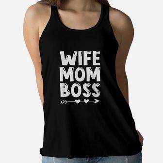 International Women's Day Wife Mom Boss Woman Empowerment Ladies Flowy Tank - Seseable