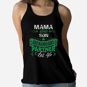 Irish St Patricks Day Mama And Son Shenanigans Partner For Life Family Gift Ladies Flowy Tank - Seseable