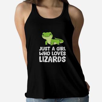 Just A Girl Who Loves Lizards Reptile Lizard Mom Ladies Flowy Tank - Seseable