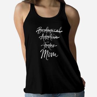 Just Mom Cute Adoptive Mother Mothers Day Gift Ladies Flowy Tank - Seseable