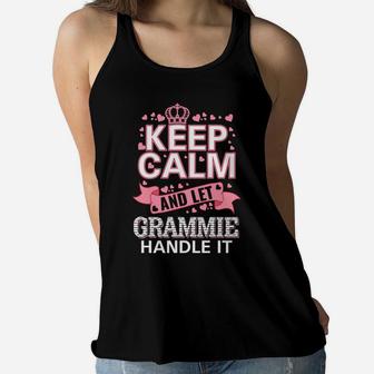Keep Calm And Let Grammie Handle It Grandma Gifts Mama Ladies Flowy Tank - Seseable