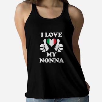 Kids I Love My Nonna, Italian Grandmother Ladies Flowy Tank - Seseable