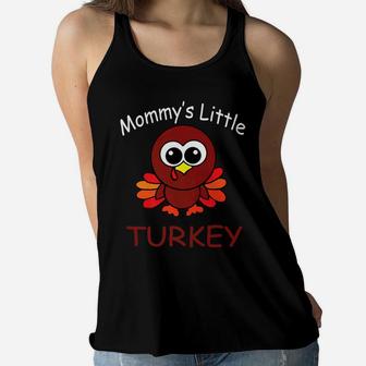 Kids Mommys Little Turkey Cute Thanksgiving Ladies Flowy Tank - Seseable