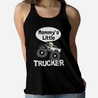 Kids Trucker Boys Mommys Little Trucker Monster Truck Ladies Flowy Tank - Seseable