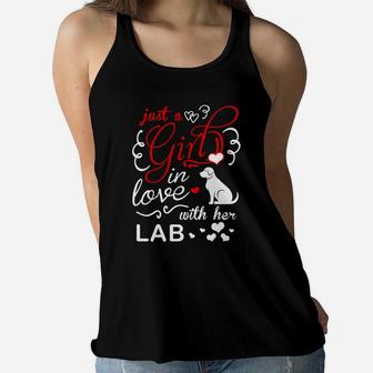 Labrador Dog Mom Just A Girl In Love With Her Lab Ladies Flowy Tank - Seseable