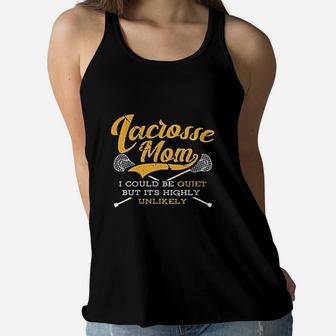 Lacrosse Mom Player Sticks Team Goalie Quote Graphic Ladies Flowy Tank - Seseable