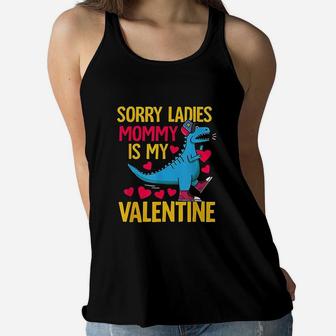 Ladies Mommy Is My Valentine Ladies Flowy Tank - Seseable