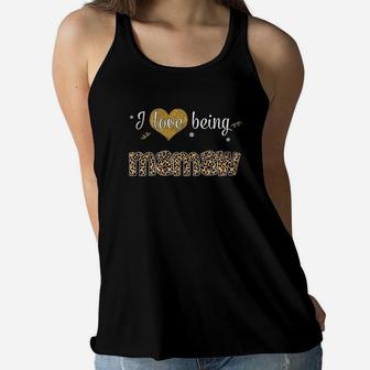 Leopard I Love Being Mamaw Black Ladies Flowy Tank - Seseable