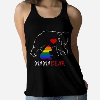 Lgbt Mama Bear Tank Top Mom Gift For Mother Day Rainbow Flag Gay Pride Ladies Flowy Tank - Seseable