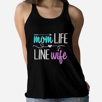 Lineman Mom Life Line Wife Ladies Flowy Tank - Seseable